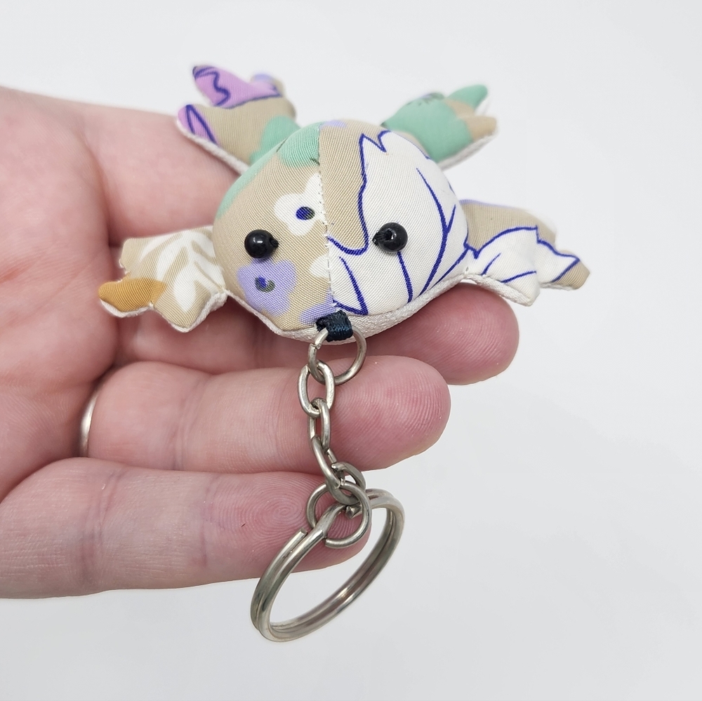 Vintage Fabric Weighted plush frog keychain, filled with sand